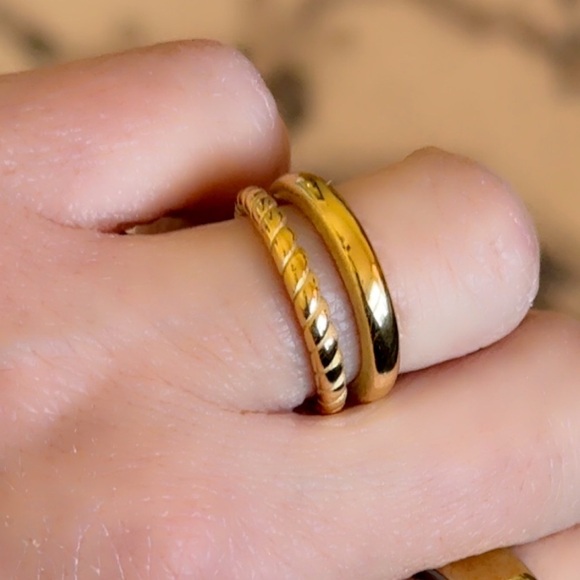 Gold Dipped Double Band Ring – Artisan Made, Minimalist Staple - Picture 7 of 7
